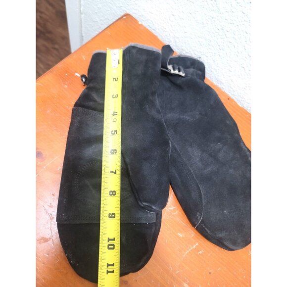 Vintage Wolverine Black Suede Leather Mittens With Nylon Sewn Interior & Adjusta - Picture 4 of 6